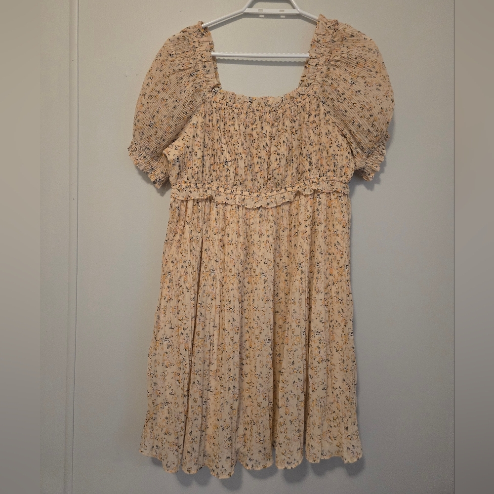 NWOT Beyond Words Peach Floral Mini Dress Womens Size 12